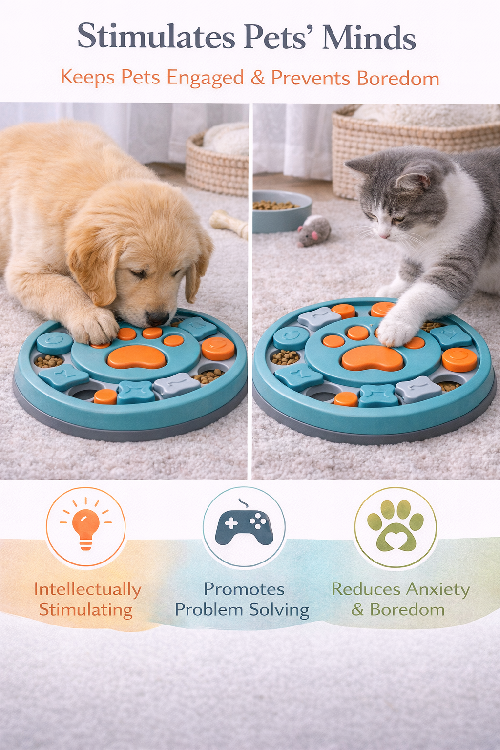 Interactive Dog Puzzle Toy – Slow Feeder IQ Training Toy for Dogs & Cats