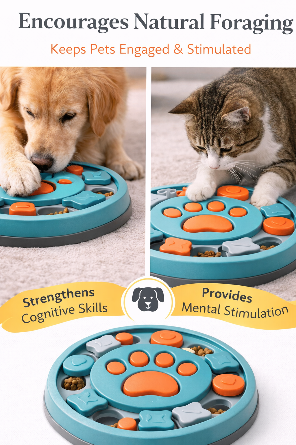 Interactive Dog Puzzle Toy – Slow Feeder IQ Training Toy for Dogs & Cats